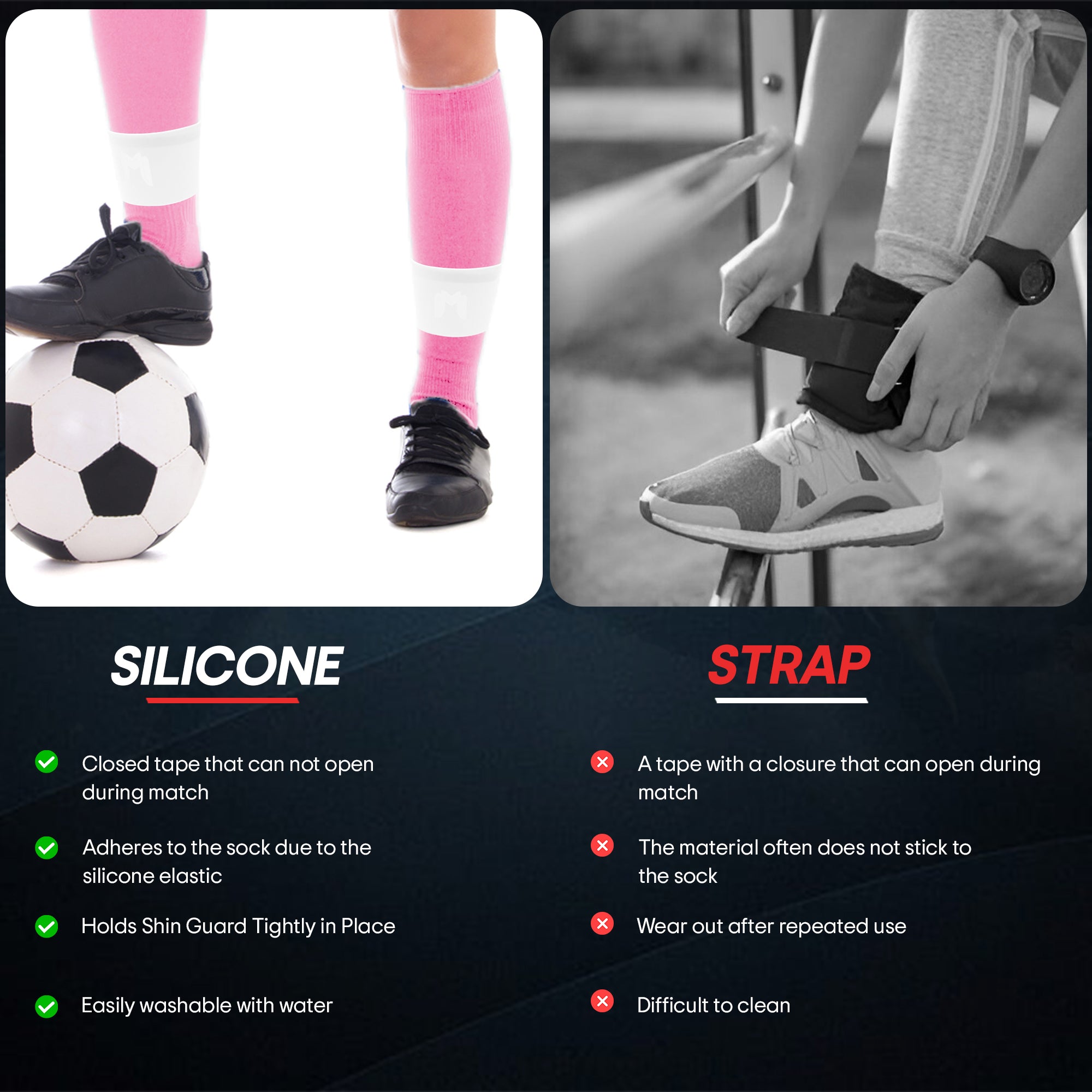 Silicone Shin Guard Holder Bands, Alternative to Grip Tape