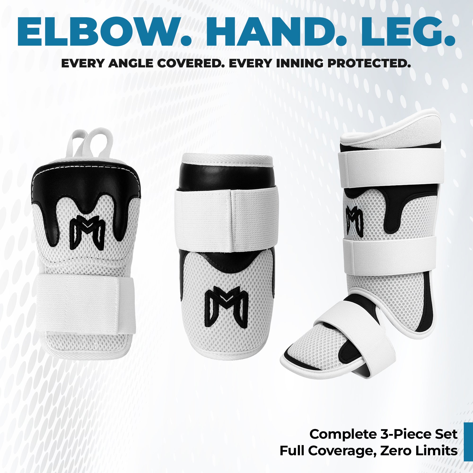 MediCaptain TripleGuard – Complete Baseball Protection Kit for Hitters | Hand, Elbow & Leg Guards