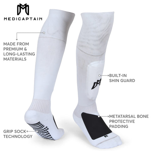 All-in-One Grip Socks with Built in Shin Guards - Full Length