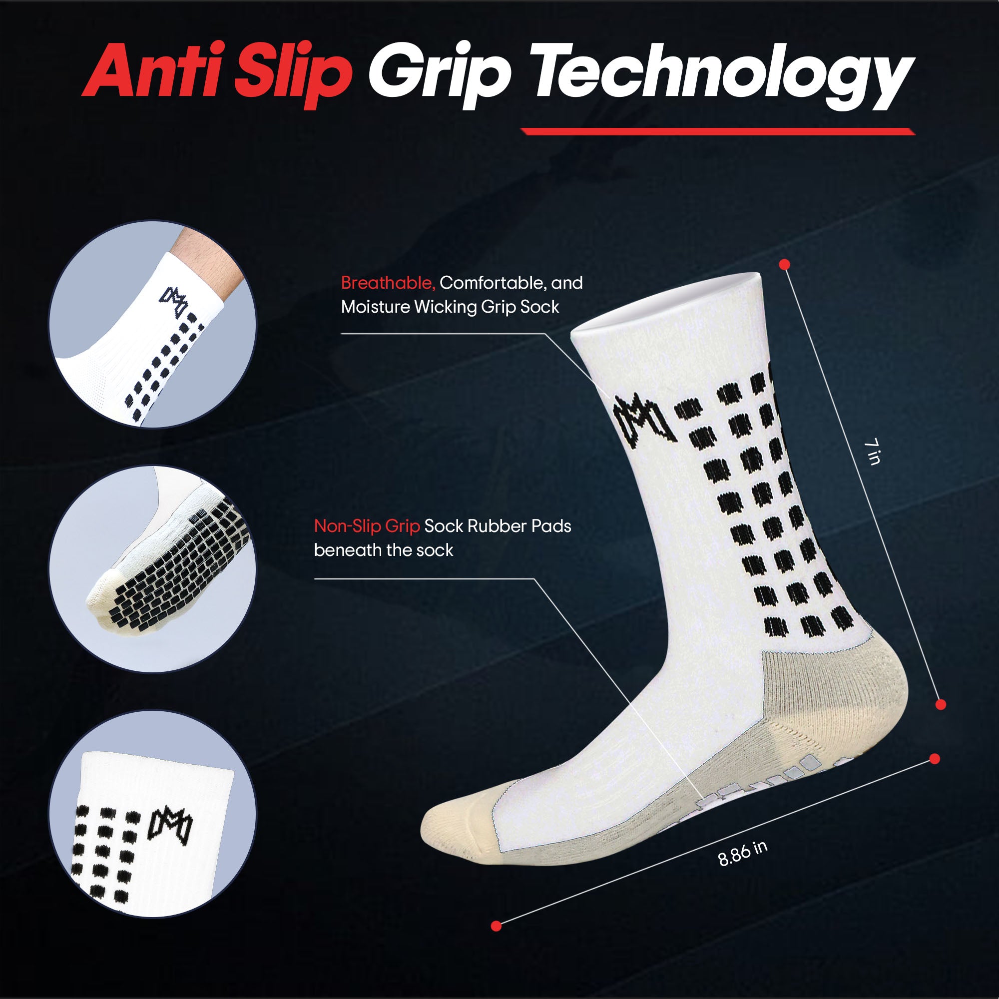 1 pair non-slip Sport socks breathable Men Grip socks soccer socks