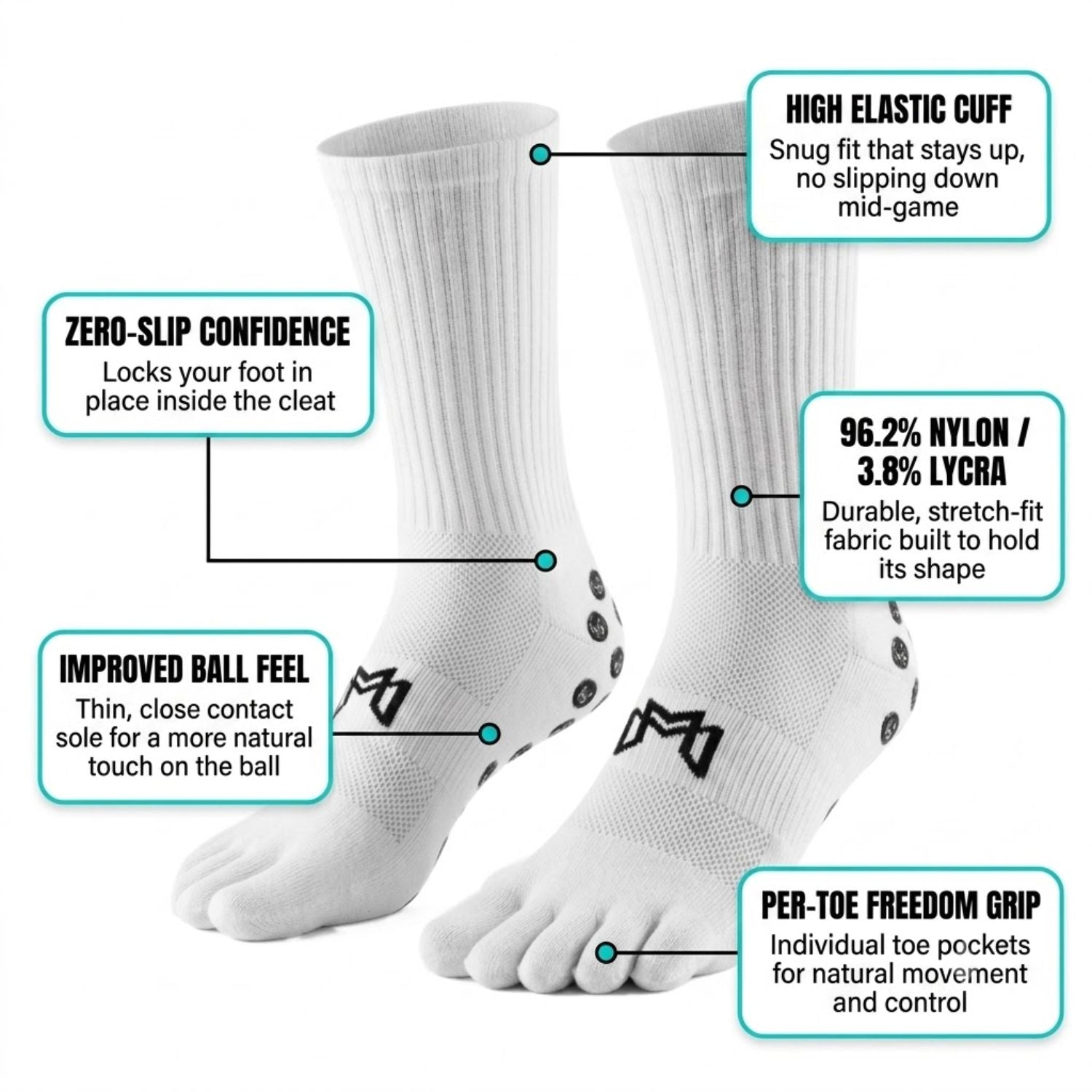 MediCaptain Barefoot Toe Grip Socks for Soccer